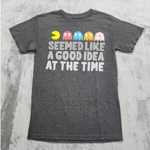 Pac-man Crew Neck Short Sleeve Graphic‎ Tee Size S Gray Gaming Ghosts Humor